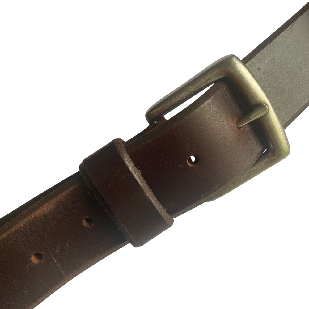 Leather Dark Brown Belt Brushed Silver Buckle 36/90 7754-020 Mexico - Picture 2 of 7